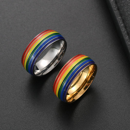 JCR-048RNG-24  Same Sex Rainbow Ring 18K Gold Plated Cheerleader Ring