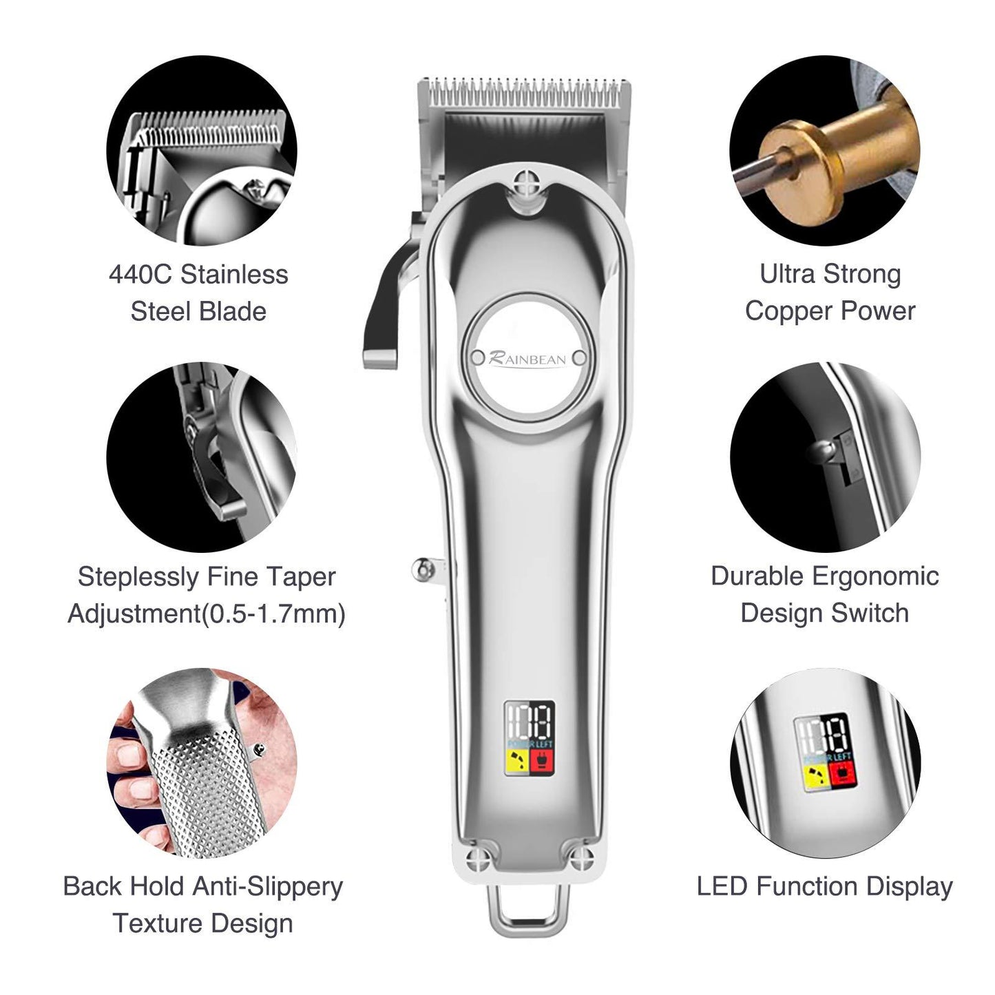 JC-241227PCA-068  Men Hair Trimmer 3 in 1 IPX7 Waterproof Beard Trimmer Grooming Kit Cordless Hair Clipper for Women & Children LED Display USB Rechargeable Amazon Banned