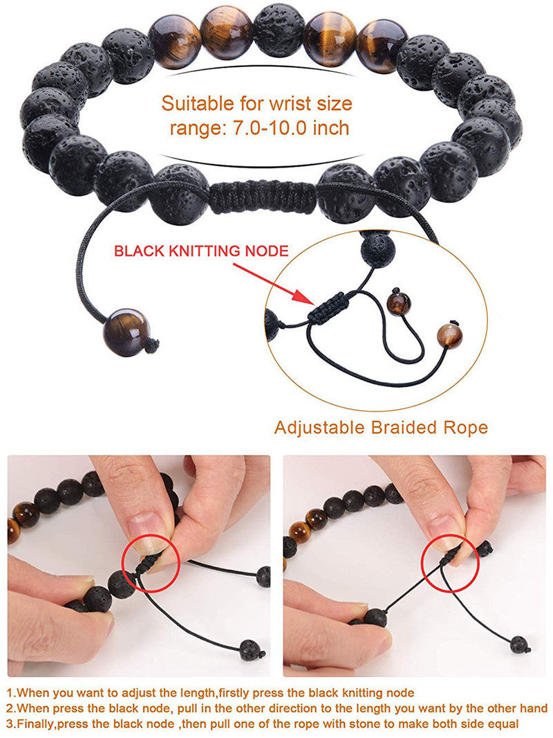 JC-241230BBJ-028  Tiger Eye Couple Bracelets Matte Black Agate Beads Bracelet