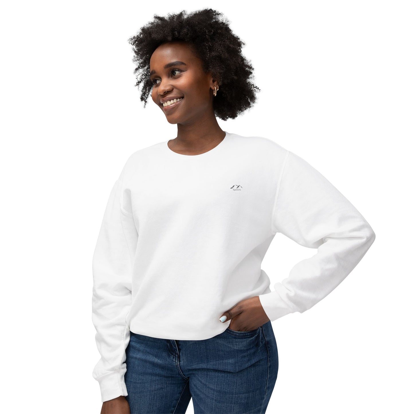 SW-102WT-24  Unisex Lightweight Crewneck White Color Sweatshirt