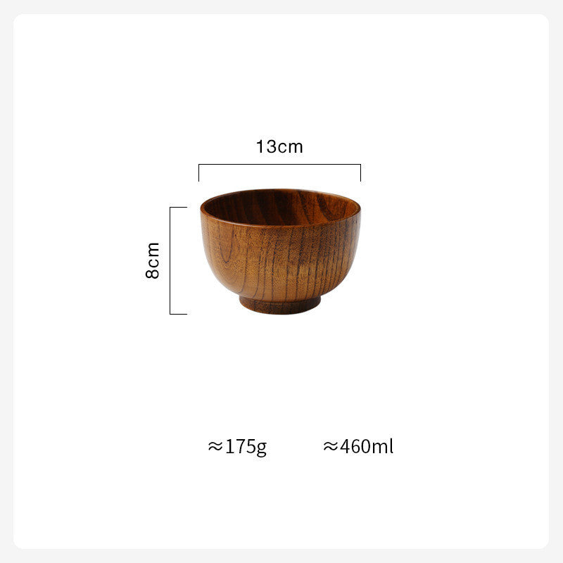 JC-250101DNW-001  Wooden Bowl Japanese Style Wood Rice Soup Bowl Salad Bowl Food Container Large Small Bowl for Kids Tableware Wooden Utensils