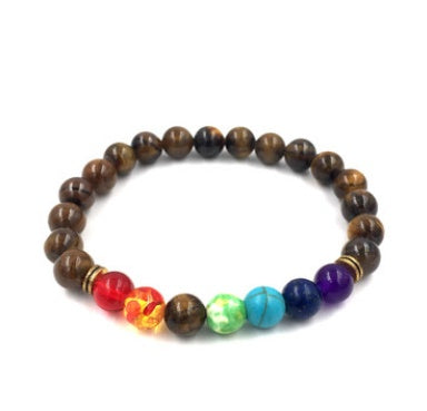 JC-241230BBJ-047  Agate molten rock 8mm energy volcanic stone chakra colorful beads bracelet string