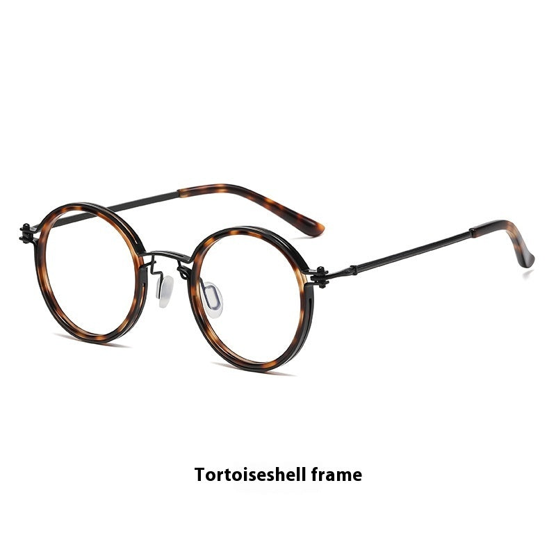 JC-250105MGL-057  Retro Fashion Men's Round Frame Anti-Blue Ray Plain Glasses