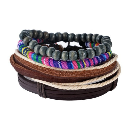 JC-241230BBJ-026  Leather Bracelet Men Multilayer Bead Bracelet Punk Wrap Bracelets for Women Vintage punk Men Jewelry