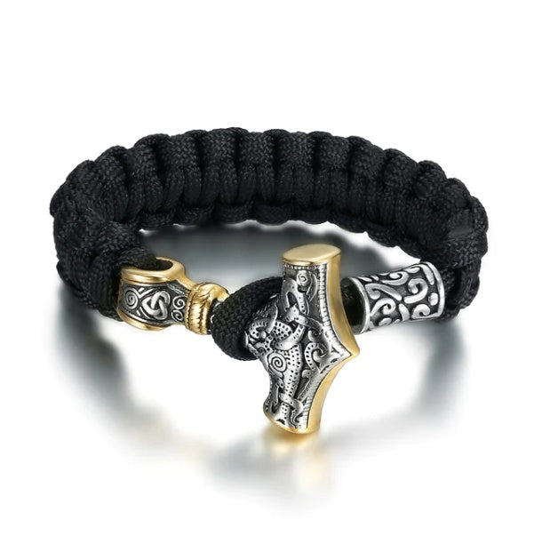 JC-241230BBJ-041  Asgard Crafted Paracord Mjolnir Bracelet