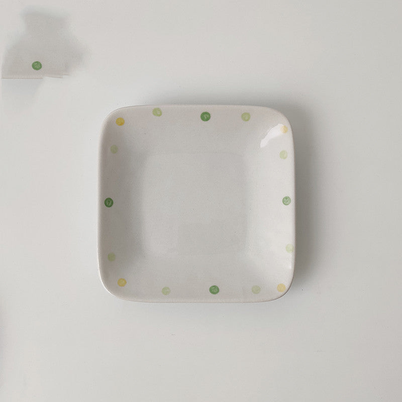 JC-250101DNW-033  Dot Ceramic Plate Set Small Breakfast Plate Dessert Plate Flavor Plate Oval Plate