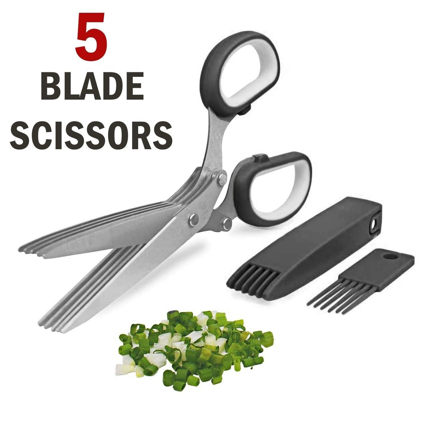 JC-241226KCT-011  Herb Scissors Set With 5 Blades And Cover - Multipurpose Kitchen Shear