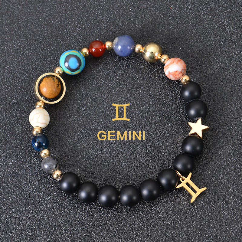 JC-241230BBJ-088  Eight Planets Twelve Constellations Bracelets Frosted Stone Beaded Bracelet