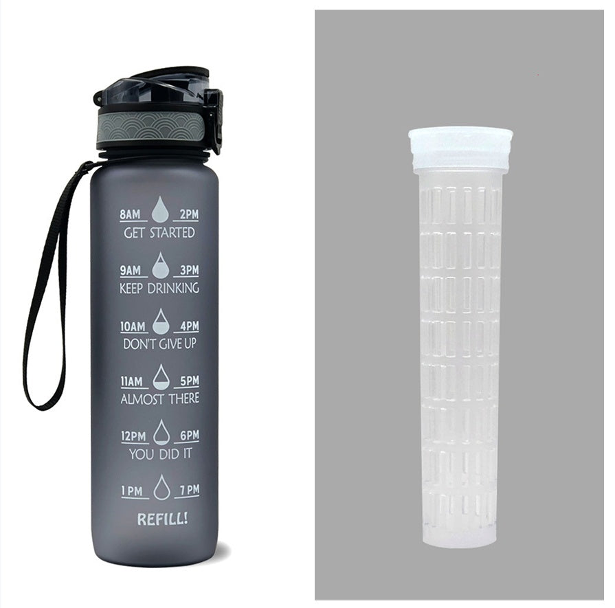 JC-250103DWR-027  1L Tritan Water Bottle With Time Marker Bounce Cover Motivational Water Bottle Cycling Leakproof Cup For Sports Fitness Bottles