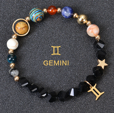 JC-241230BBJ-088  Eight Planets Twelve Constellations Bracelets Frosted Stone Beaded Bracelet