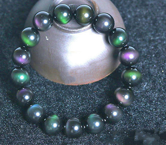 JC-241230BBJ-006  Rainbow Purple Green Eye Obsidian Bracelet