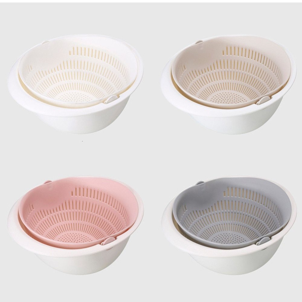 JC-241226KCT-013  Portable detachable double-layer hollow fruit and vegetable cleaning drain basket Washed rice noodles