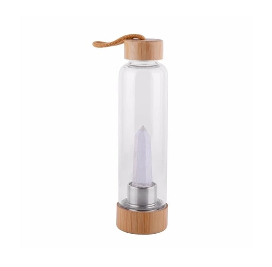 JC-250103DWR-035  Crystal Infused Elixir Glass & Bamboo Water Bottle