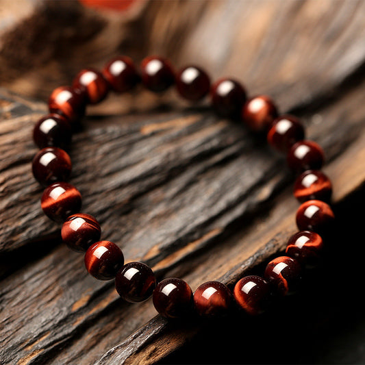 JC-241230BBJ-007  Vintage Style  8mm Red Tiger Eye Bracelet Anti-fatigue