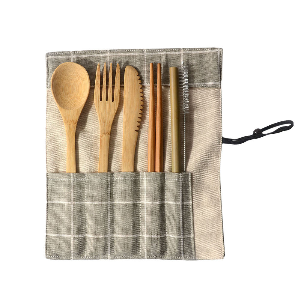 JC-250101DNW-041  Portable Bamboo Tableware 6-Piece Set