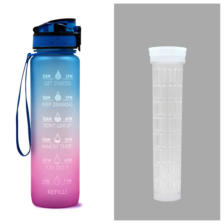 JC-250103DWR-027  1L Tritan Water Bottle With Time Marker Bounce Cover Motivational Water Bottle Cycling Leakproof Cup For Sports Fitness Bottles