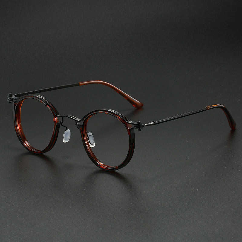 JC-250105MGL-044  Vintage Round Frame Glasses Frame Anti-Blue Ray Plain Glasses