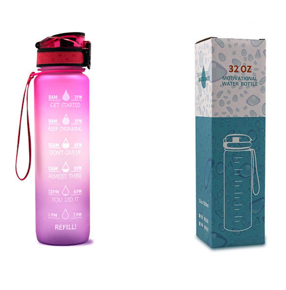 JC-250103DWR-027  1L Tritan Water Bottle With Time Marker Bounce Cover Motivational Water Bottle Cycling Leakproof Cup For Sports Fitness Bottles