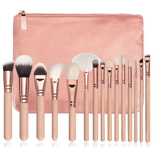 JC-241228BUT-044  15 Makeup Brush With Bag  Rose Gold Makeup Brush Multi-function Makeup Tool Set