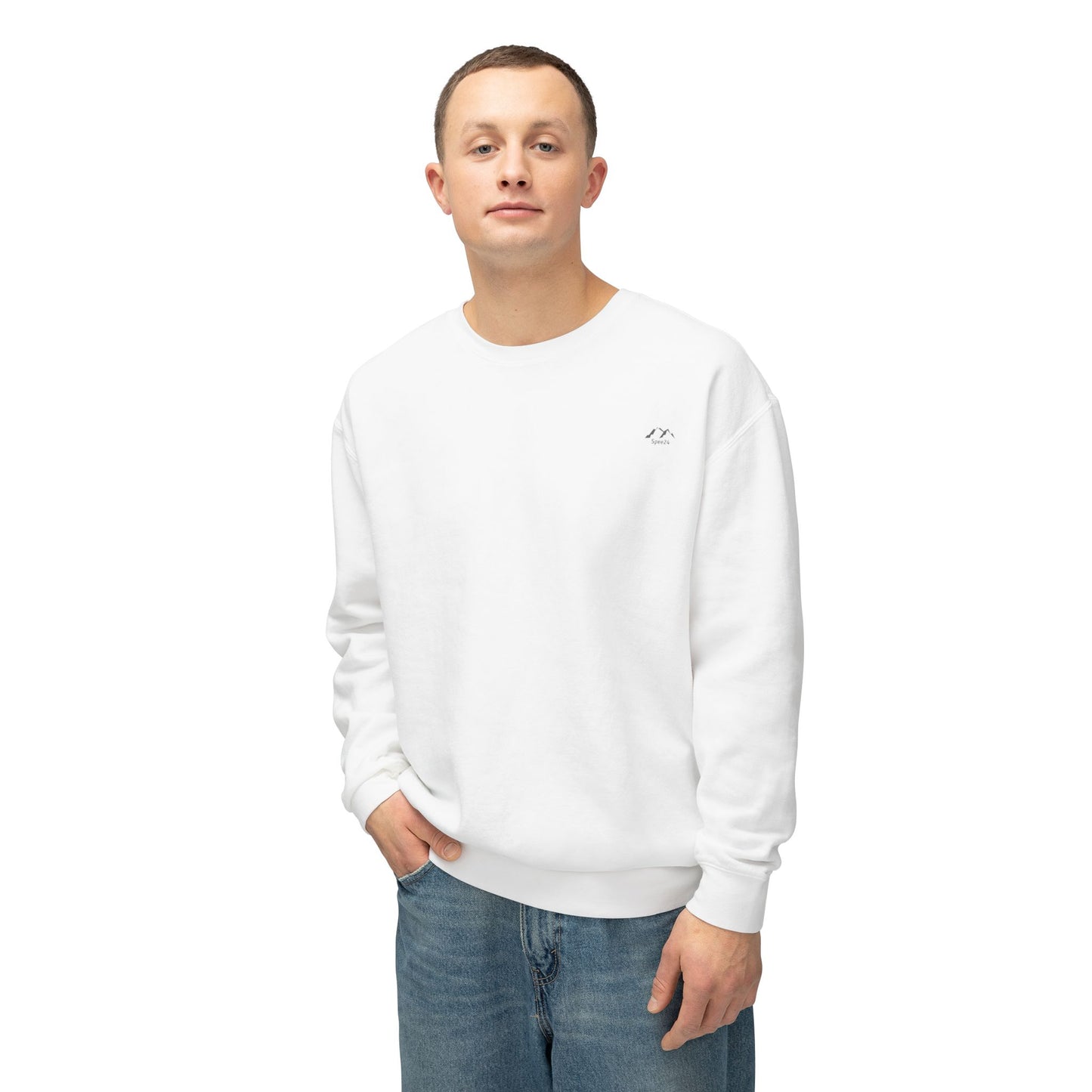 SW-102WT-24  Unisex Lightweight Crewneck White Color Sweatshirt