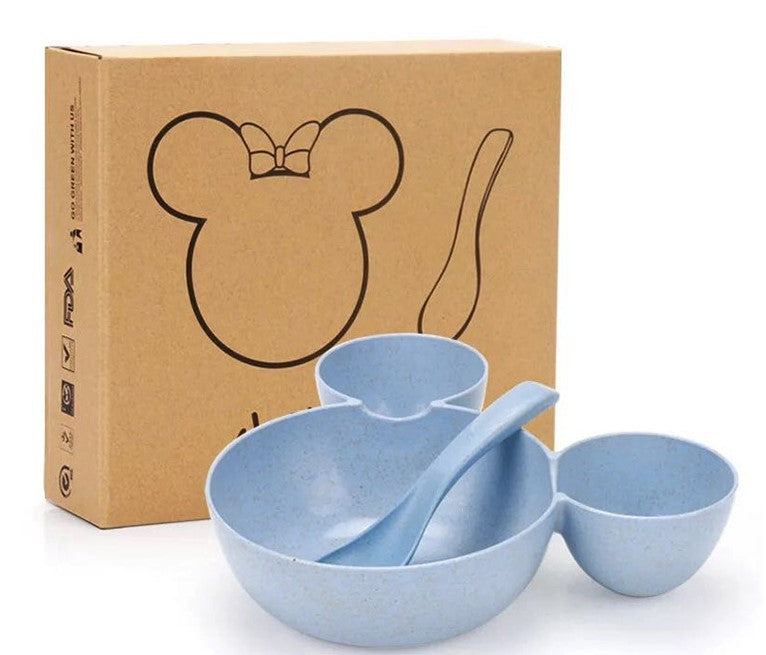 JC-250101DNW-032  Wheat Straw, Children's Bowl, Cartoon, Wheat Chopsticks, Fork Spoon, Fruit Dish, Mickey's Bowl, Lovely Gift Set