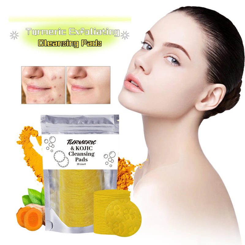 JCM-248CLN-24  Turmeric Exfoliating Cleansing Pads Compressed Facial Sponges Skin Care Tools For Face Clogged Pores Excess Oil Cleansing