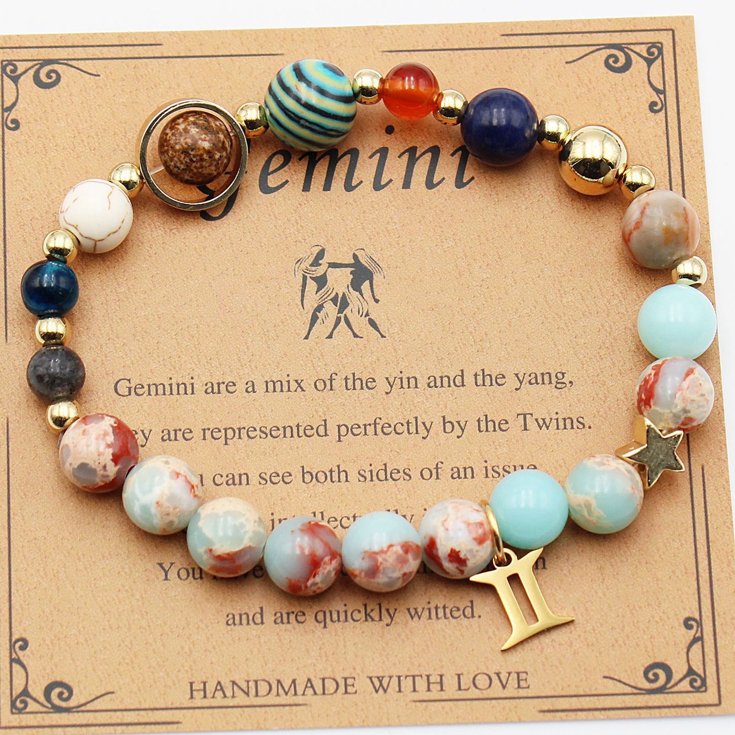 JC-241230BBJ-066  Twelve Constellations Bracelets Natural Stone Beaded Eight Planets