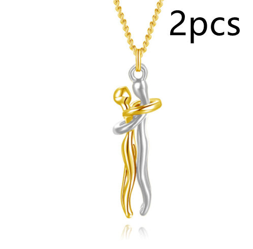 JC-250106NCL-034  Love Hug Necklace Unisex Men Women Couple Jewelry Simple Temperament Clavicle Chain Valentines Day Lover Gift