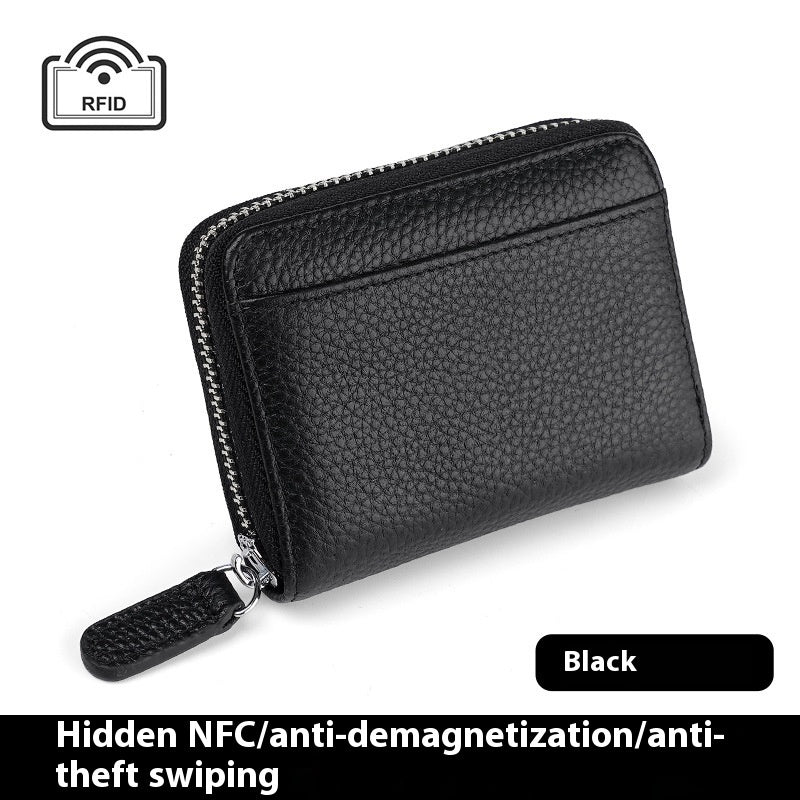 JCP-050WLT-24 RFID Genuine Leather Card Wallet Men Women Purse With Coin Pocket Zipper Credit Card Holder Small Wallets Bags