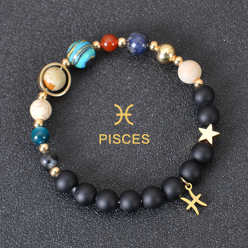 JC-241230BBJ-088  Eight Planets Twelve Constellations Bracelets Frosted Stone Beaded Bracelet