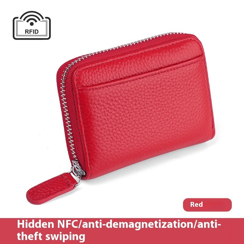 JCP-050WLT-24 RFID Genuine Leather Card Wallet Men Women Purse With Coin Pocket Zipper Credit Card Holder Small Wallets Bags