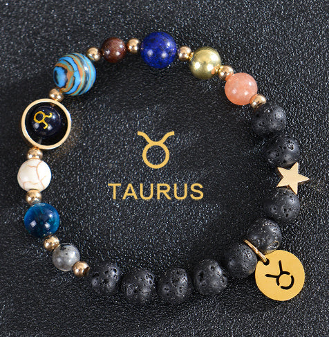 JC-241230BBJ-088  Eight Planets Twelve Constellations Bracelets Frosted Stone Beaded Bracelet