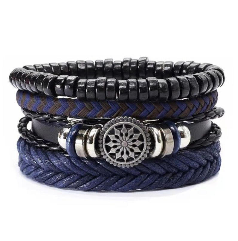 JC-241230BBJ-031  Men's Leather Vintage Braided Bracelet