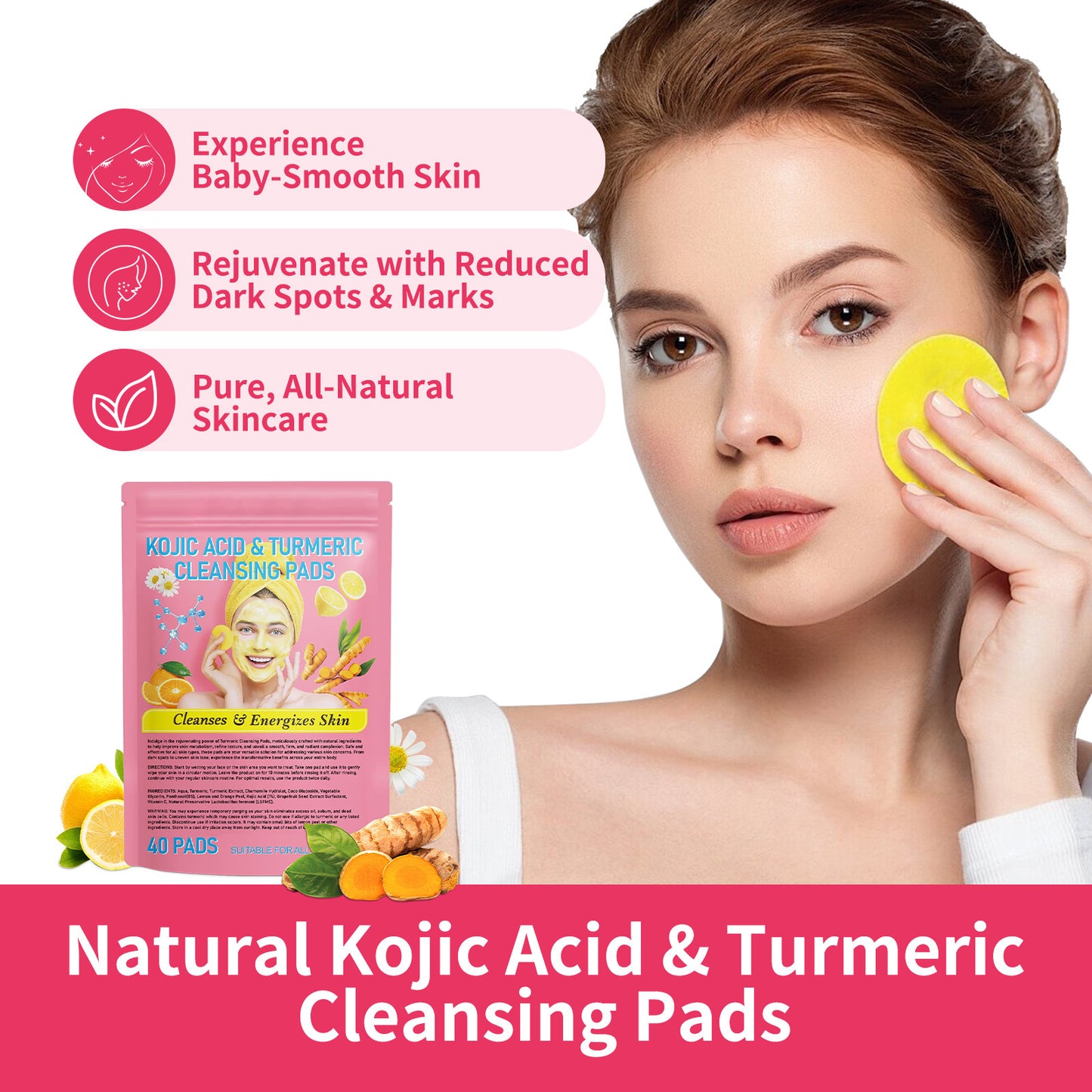 JCM-111PAD-24  Turmeric Cleansing Pad Compressed Turmeric Kojic Acid