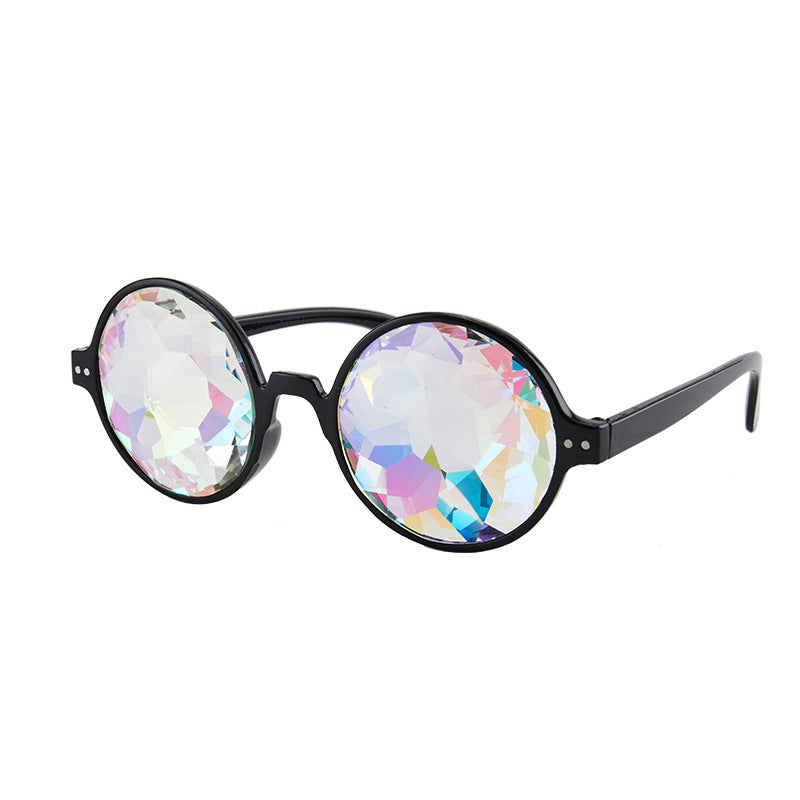 JC-250105MGL-015  Kaleidoscope Concert Sunglasses Glass Faceted Mosaic Glasses