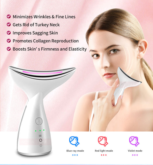 JC-241227PCA-069  EMS Microcurrent Neck Face Beauty Device With 3 Colors LED Photon Therapy Skin Tighten Reduce Double Chin Face Lifting Devices