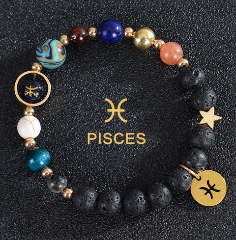 JC-241230BBJ-088  Eight Planets Twelve Constellations Bracelets Frosted Stone Beaded Bracelet