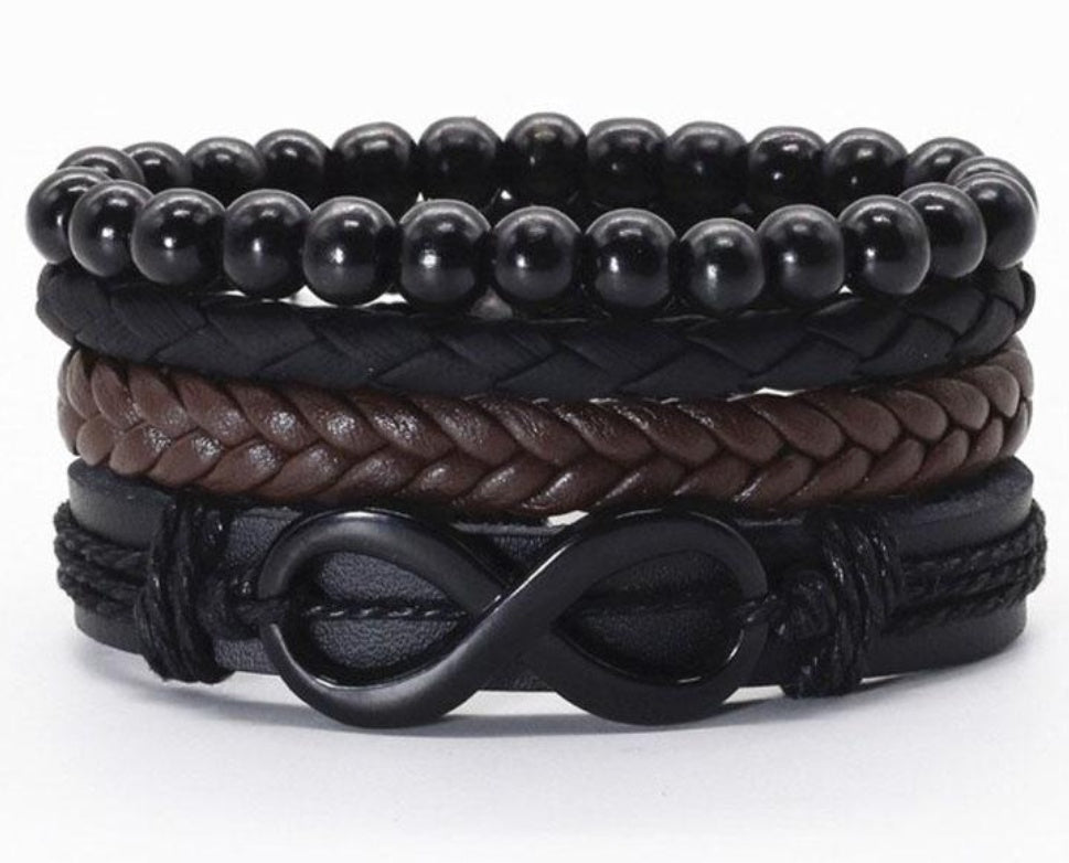 JC-241230BBJ-031  Men's Leather Vintage Braided Bracelet