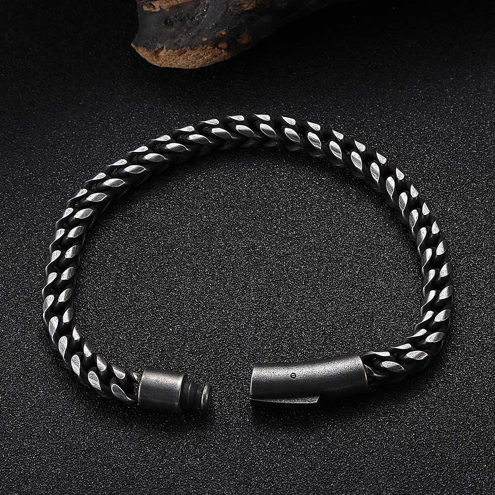 JC-241230BBJ-040  Men's Stainless Steel Round Mill Simple Fashion Titanium Steel Vintage Bracelet