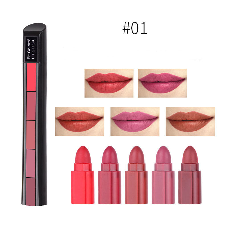 JC-241231MUP-081  Matte 5-color Lipstick Set Velvet Lip Stick Non-stick Lip Gloss Long Lasting Waterproof Sexy Red Lipstick