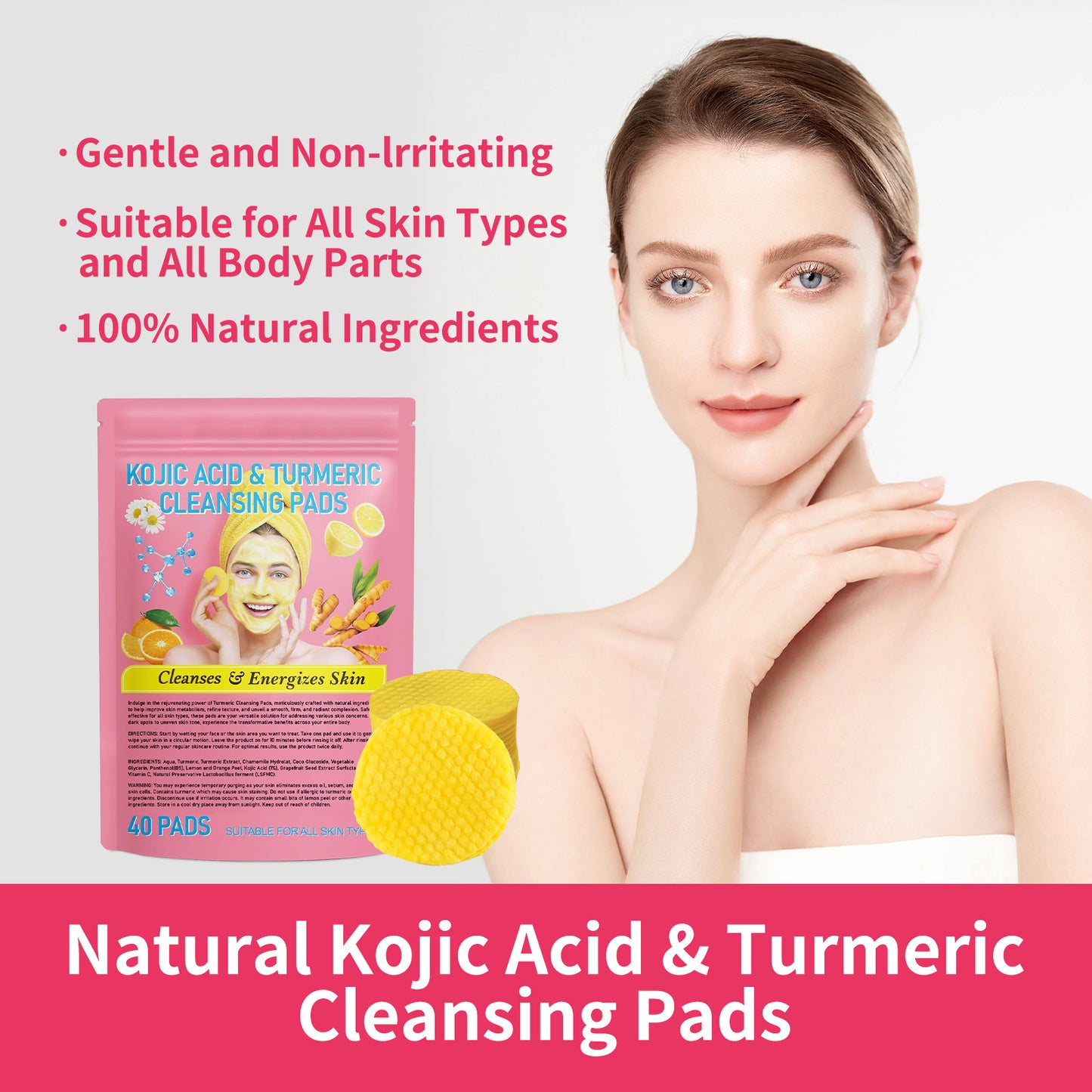 JCM-111PAD-24  Turmeric Cleansing Pad Compressed Turmeric Kojic Acid