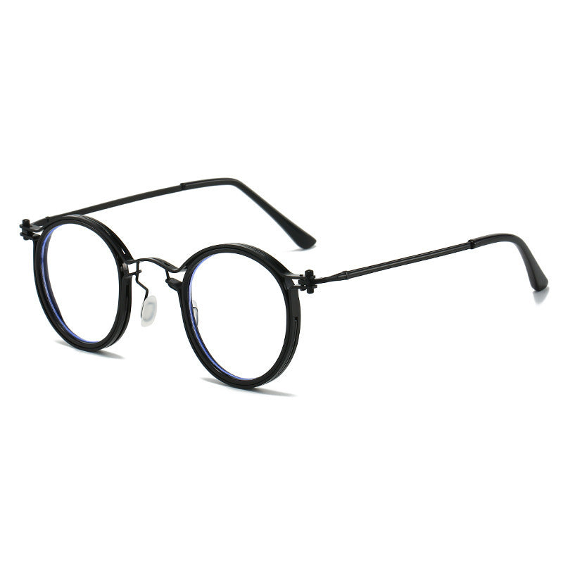 JC-250105MGL-044  Vintage Round Frame Glasses Frame Anti-Blue Ray Plain Glasses