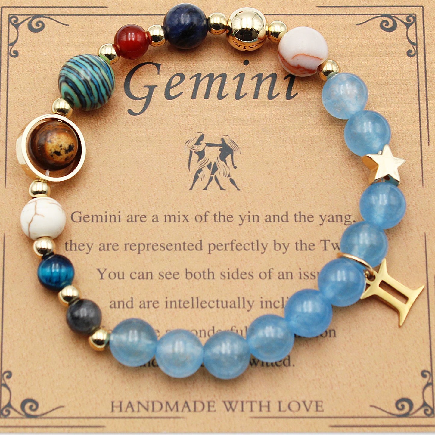 JC-241230BBJ-066  Twelve Constellations Bracelets Natural Stone Beaded Eight Planets