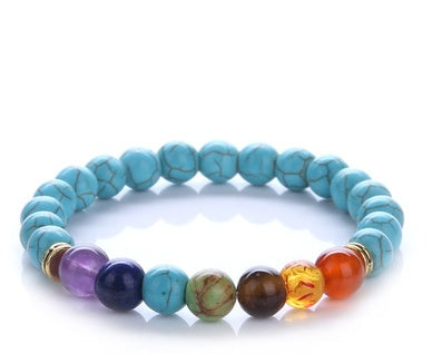 JC-241230BBJ-054  Colorful Blue Turquoise Bracelet Chakra Chakra Energy Yoga Beads Bracelets