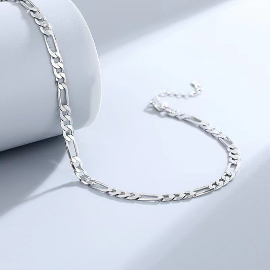 JC-241230BBJ-078  S925 Sterling Silver Anklet Figaro Bracelet Hip Hop Child And Mother