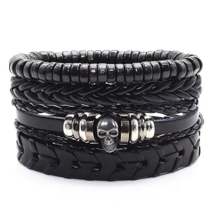 JC-241230BBJ-031  Men's Leather Vintage Braided Bracelet