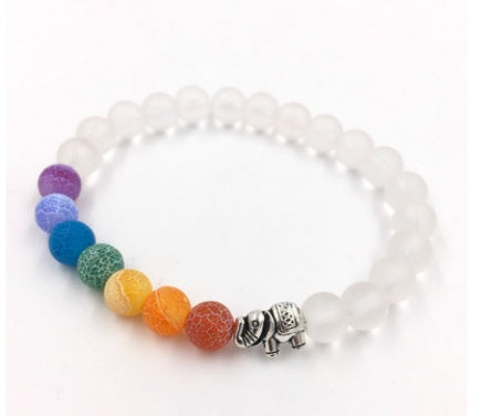 JC-241230BBJ-047  Agate molten rock 8mm energy volcanic stone chakra colorful beads bracelet string