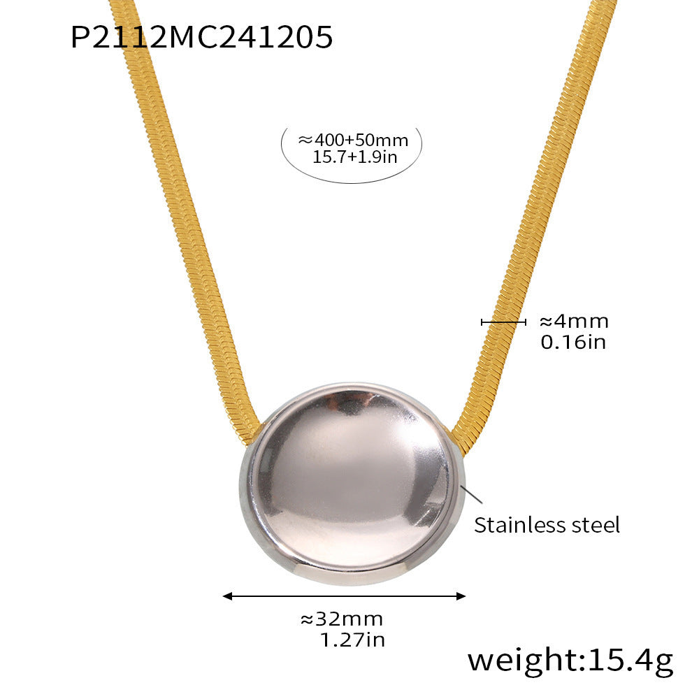 JC-250106NCL-028  Design Sense Large Round Long Blade Necklace