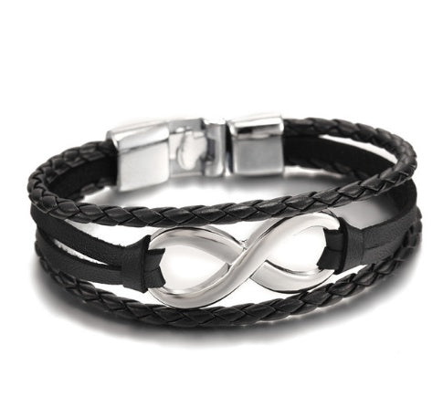 JC-241230BBJ-003  Lucky figure 8 leather bracelet bracelet