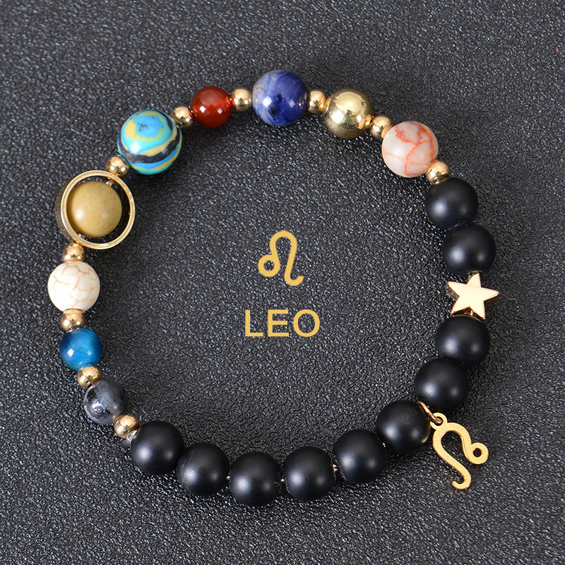 JC-241230BBJ-088  Eight Planets Twelve Constellations Bracelets Frosted Stone Beaded Bracelet